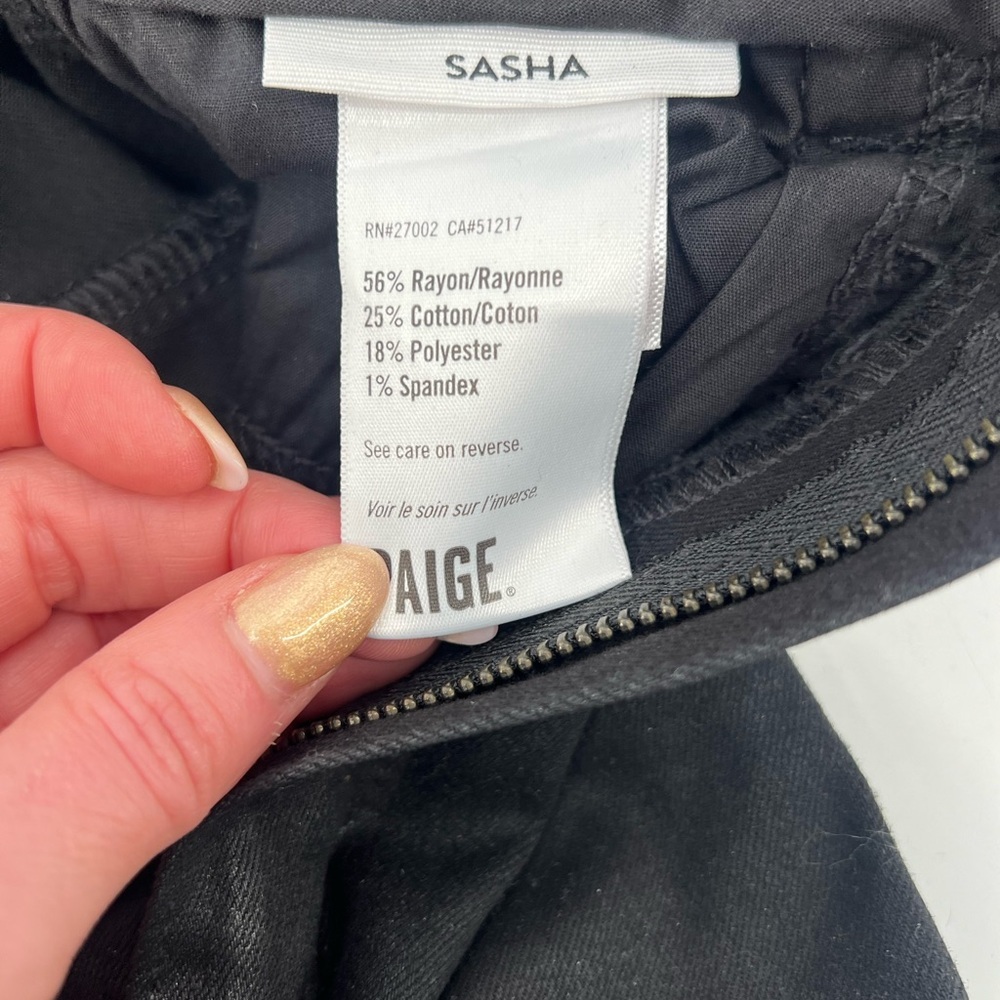 PAIGE Black Sasha Wide Leg Jean Fog Luxe Coating High Rise Size 26 - Picture 10 of 16